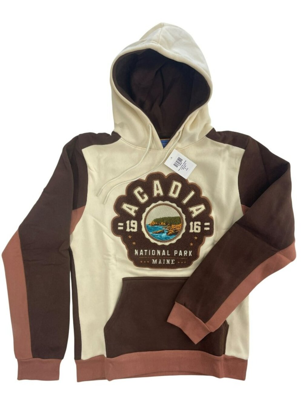 Victory Hoodie Acadia National Park Maine Brown & Cream Pullover Men's Sz M NWT